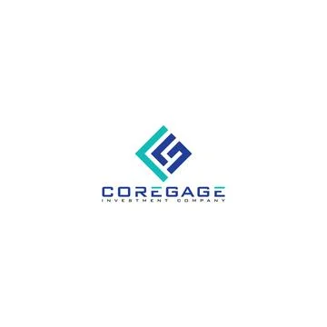 Abstract initial letter C and G in blue color isolated in rectangle shape イラスト素材
