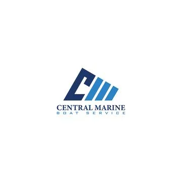 Abstract initial letter C and M logo in blue color isolated in white background Stock Illustration