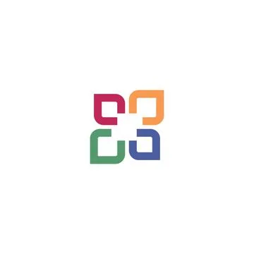 Abstract initial letter C and P logo in red, blue, yellow, and green color Illustrazione stock