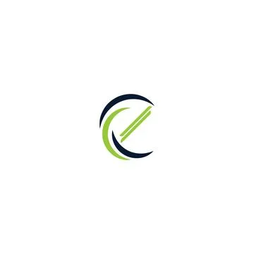 Abstract initial letter C and E logo in dark blue and green color Stock Illustration