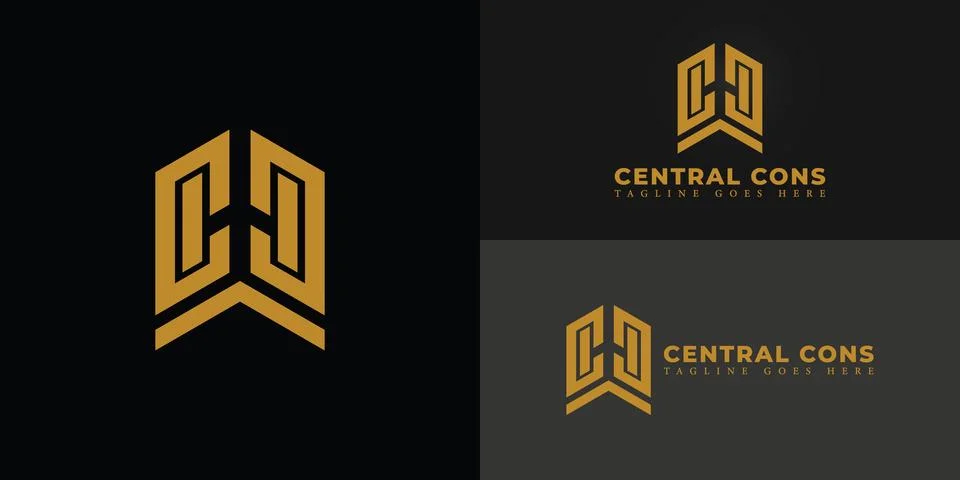 Abstract initial letter C or CC logo in gold color Stock Illustration