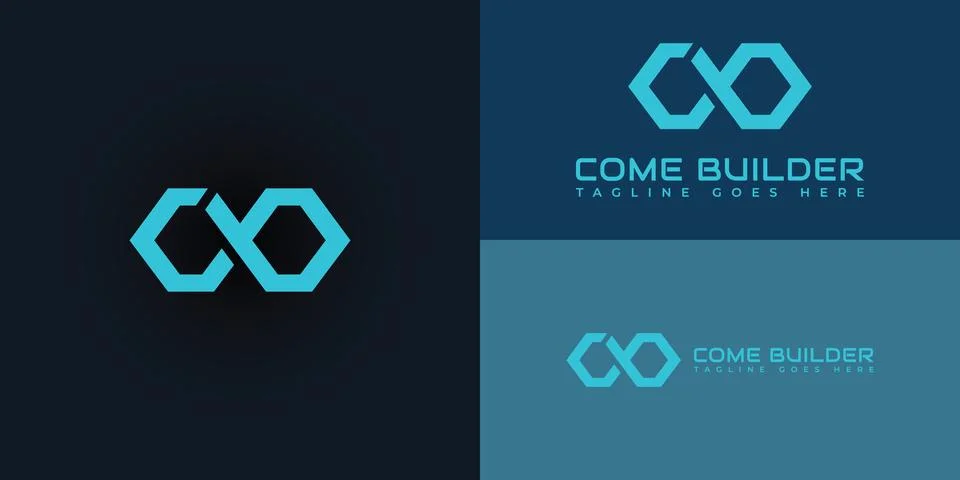 Abstract initial letter CB or BC logo in blue cyan color Stock Illustration