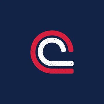 Abstract initial letter CC logo in red and white color isolated in dark blue Stock Illustration