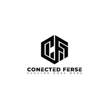 Abstract initial letter CF or FC logo in black color isolated in white Stock Illustration