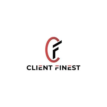 Abstract initial letter CF or FC logo in black and red color isolated in white Stock Illustration