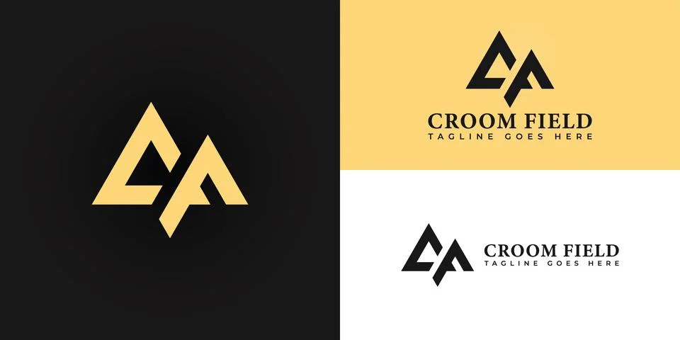 Abstract initial letter CF or FC logo in gold color Stock Illustration