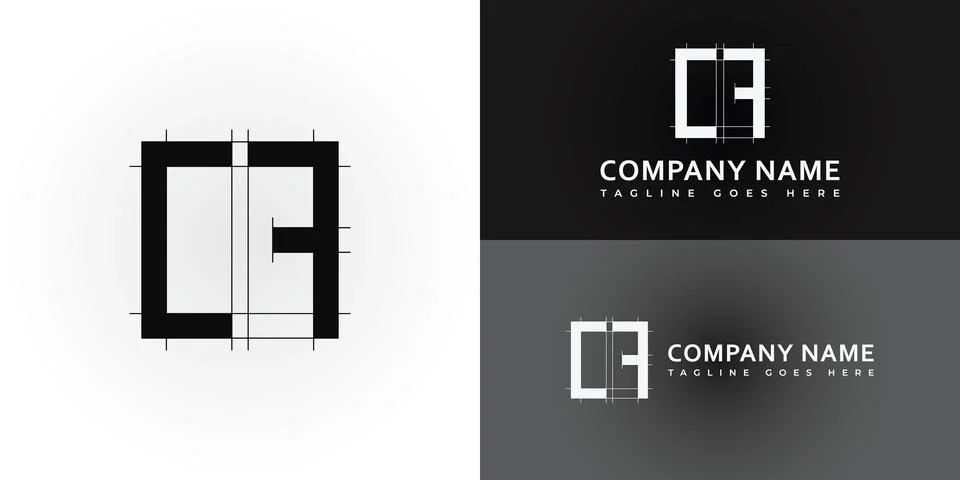 Abstract initial letter CF or FC logo in black color Stock Illustration