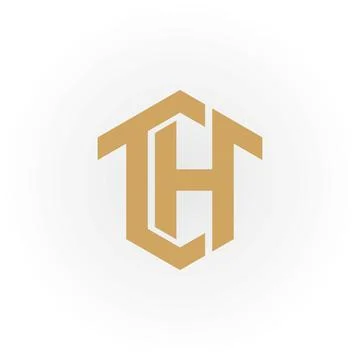 Abstract initial letter CH or HC logo in gold color isolated in white background Stock Illustration