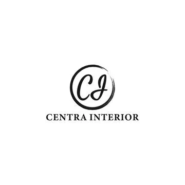 Abstract initial letter CI or IC logo in black color isolated in white Stock Illustration