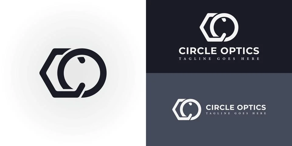 Abstract initial letter CO or OC logo in black color Stock Illustration