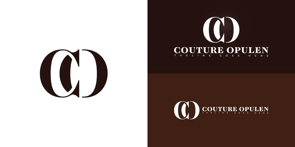 Abstract initial letter CO or OC in brown color Stock Illustration