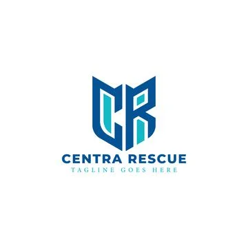 Abstract initial letter CR or RC logo in blue color isolated in white background Stock Illustration