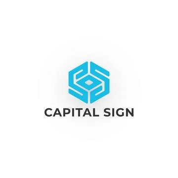 Abstract the initial letter CS or SC in blue color isolated on white background. Illustrazione stock