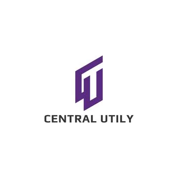 Abstract initial letter CU or UC logo in violet color isolated in white Stock Illustration