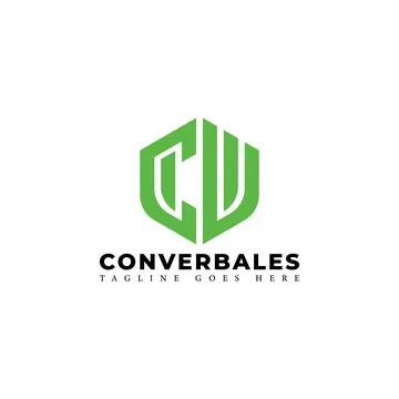 Abstract initial letter CV or VC logo in green color isolated in white Stock Illustration