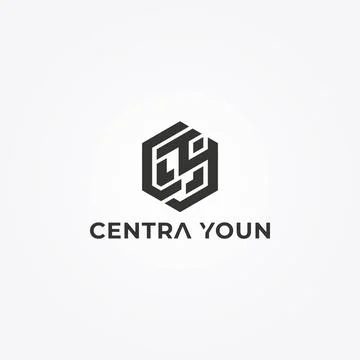 Abstract initial letter CY or YC logo in black color isolated in white Stock Illustration