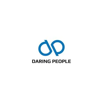 Abstract initial letter D and P in blue color isolated in white background Stock Illustration