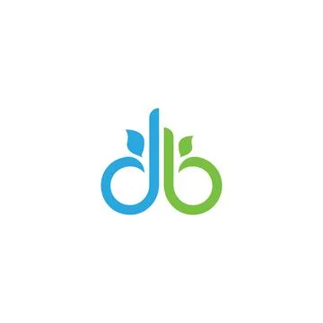 Abstract initial letter D and B logo in blue and green color isolated in white Stock Illustration