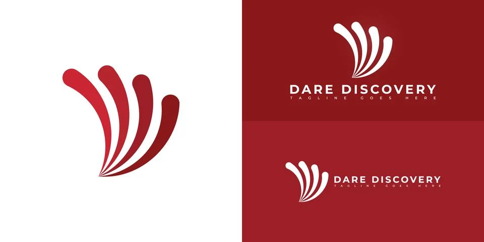 Abstract initial letter D or DD logo in red color Stock Illustration
