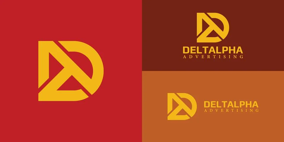 Abstract initial letter DA or AD logo in yellow color Stock Illustration