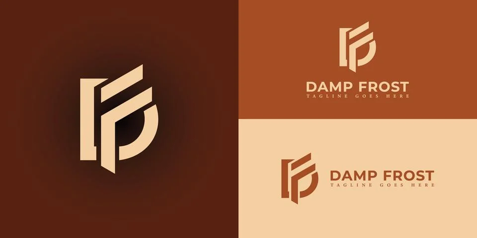 Abstract initial letter DF or FD logo in gold color Illustrazione stock
