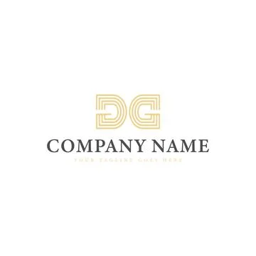 Abstract initial letter DG or GD in luxurious striped gold color Illustrazione stock