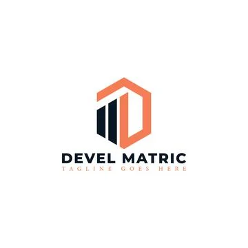 Abstract initial letter DM or MD logo in orange color isolated in white Stock Illustration
