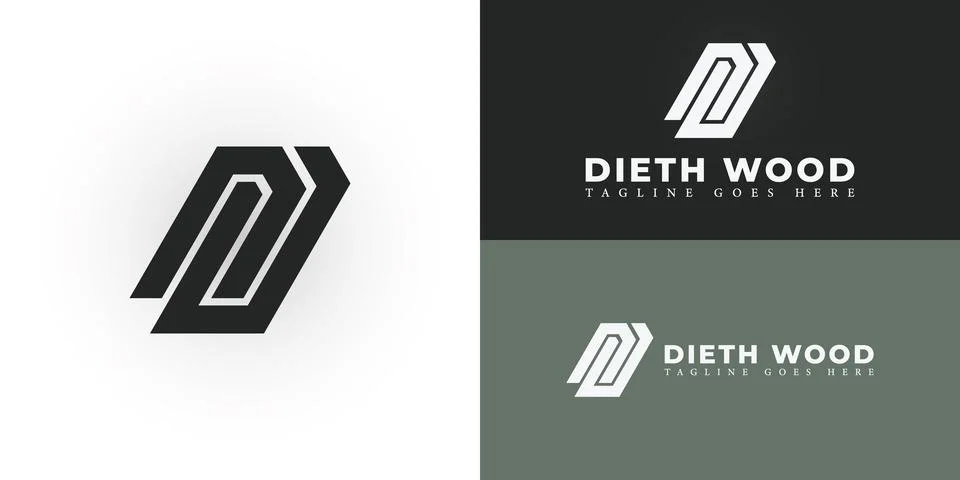 Abstract initial letter DW or WD logo in deep green color Stock Illustration