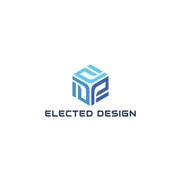 Abstract Initial letter ED or DE logo concept with hexagonal shape in blue color Stock Illustration