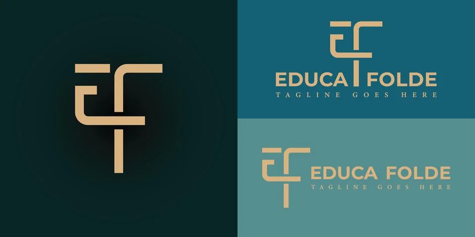 Abstract the initial letter EF or FE in gold color Stock Illustration