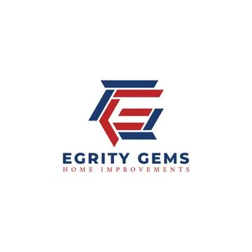 Abstract initial letter EG or GE logo in red-blue color isolated in white Stock Illustration