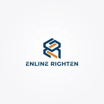 Abstract initial letter ER or RE logo in blue color isolated in white background Stock Illustration