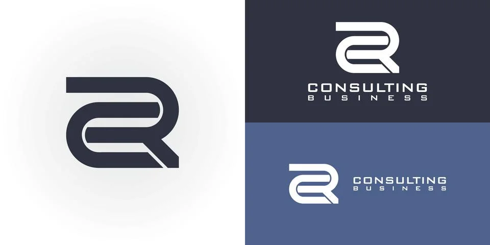 Abstract initial letter ER or RE logo in deep blue color Stock Illustration