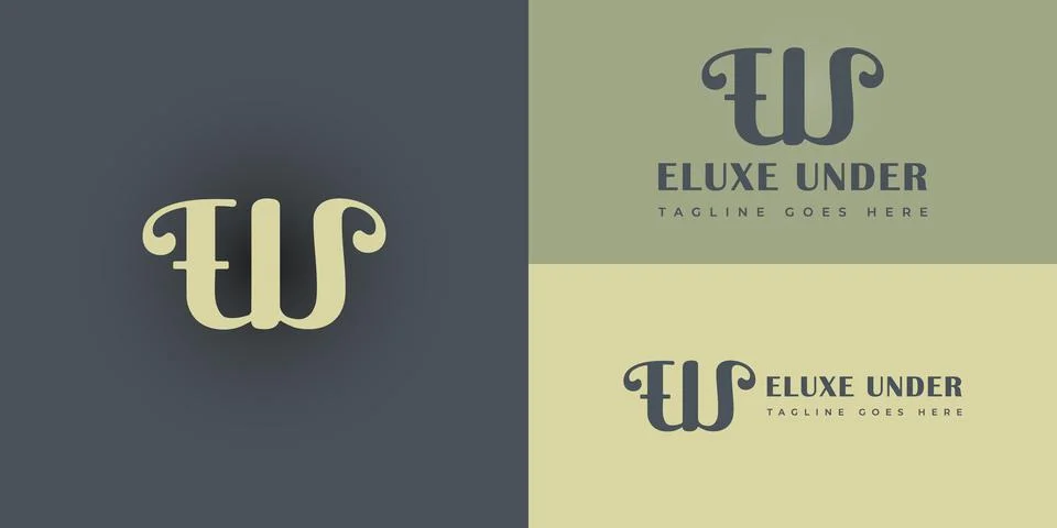 Abstract initial letter EU or UE logo in soft yellow color Stock Illustration