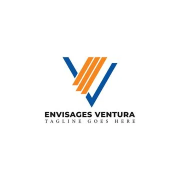 Abstract initial letter EV or VE logo in blue-yellow color isolated in white Stock Illustration