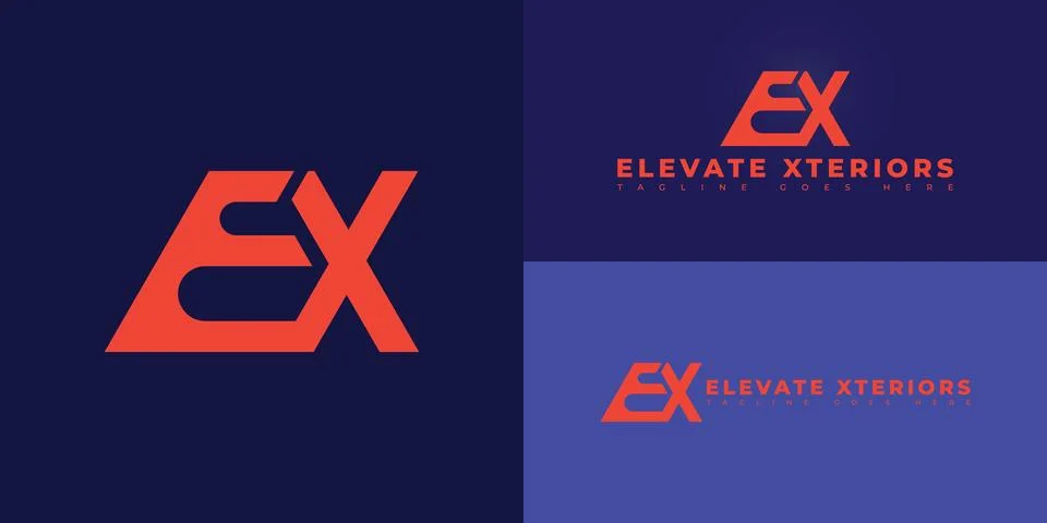 Abstract initial letter EX or XE in orange color Stock Illustration