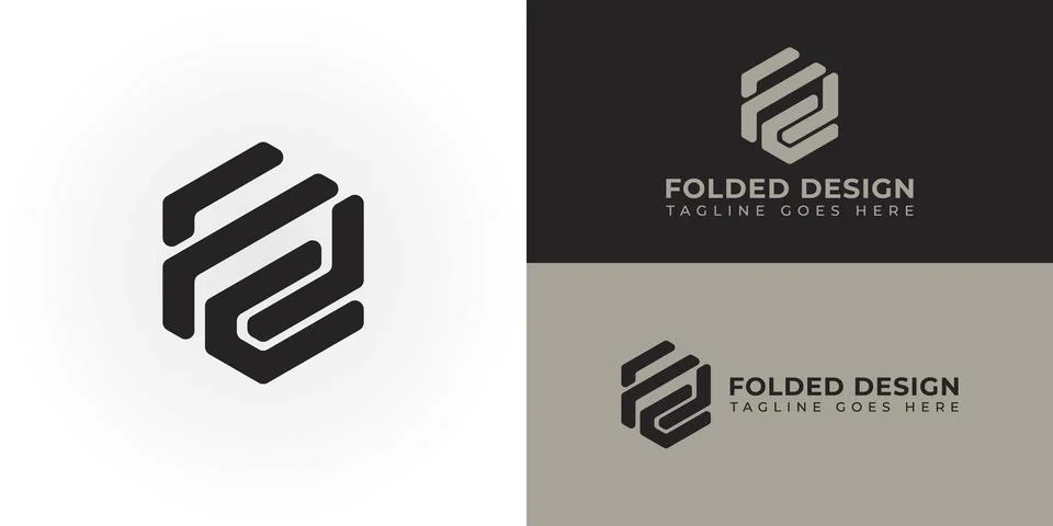 Abstract initial letter FD or DF logo in black color Stock Illustration