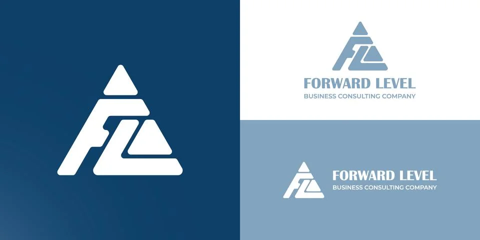Abstract initial letter FL logo in blue color isolated in white background Stock Illustration