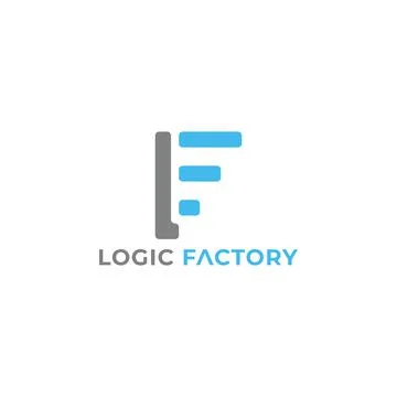 Abstract initial letter FL or LF logo in grey-blue color isolated in white Stock Illustration