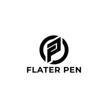 Abstract initial letter FP or PF logo in black color isolated in white Stock Illustration
