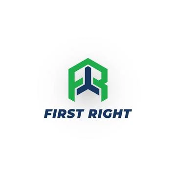Abstract initial letter FR or RF logo in blue and green color isolated in white Stock Illustration