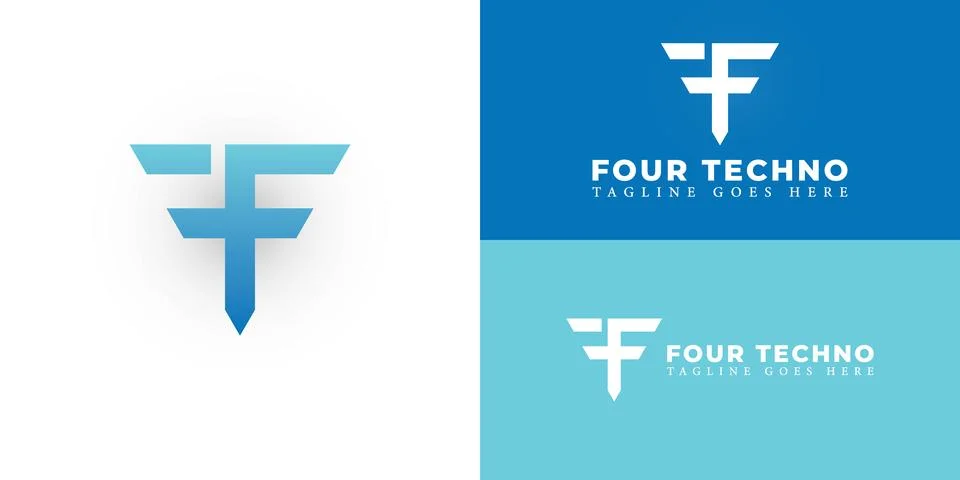 Abstract initial letter FT or TF logo in blue color isolated in white background Stock Illustration