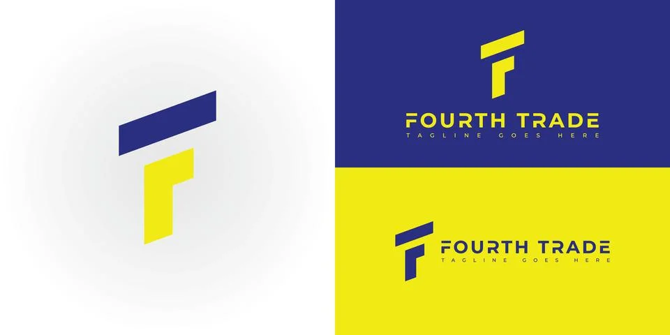 Abstract initial letter FT or TF logo in blue and yellow color Stock Illustration