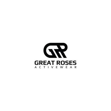 Abstract initial letter G and R logo in black color isolated in white background Illustrazione stock