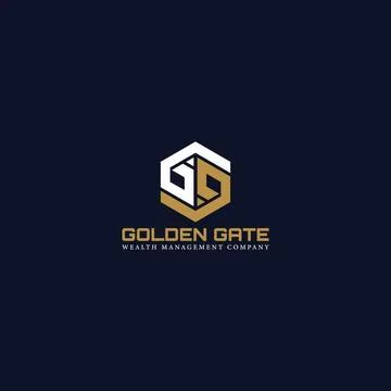 Abstract initial letter G and G in white and gold color isolated in dark blue Stock Illustration