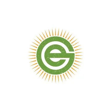 Abstract initial letter GE logo in green and yellow color isolated in white Stock Illustration