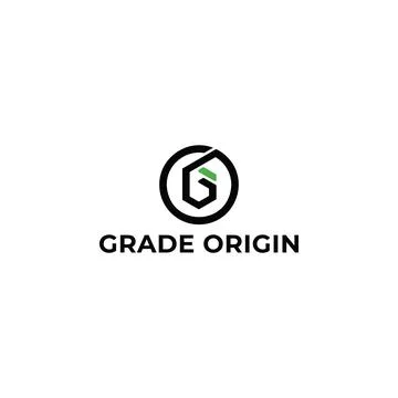 Abstract initial letter GO or OG logo in black color isolated in white. Stock Illustration