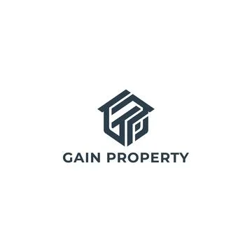 Abstract initial letter GP or PG logo in black color isolated in white Stock Illustration