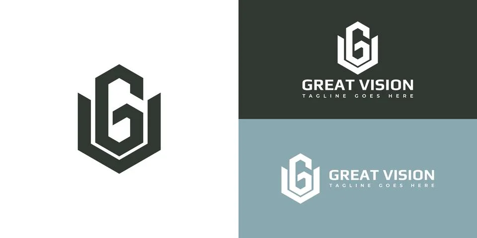 Abstract initial letter GV or VG logo in deep green color Stock Illustration