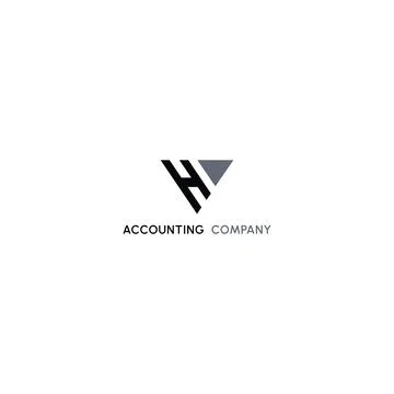 Abstract initial letter H and W logo in black color and triangle shape Stock Illustration